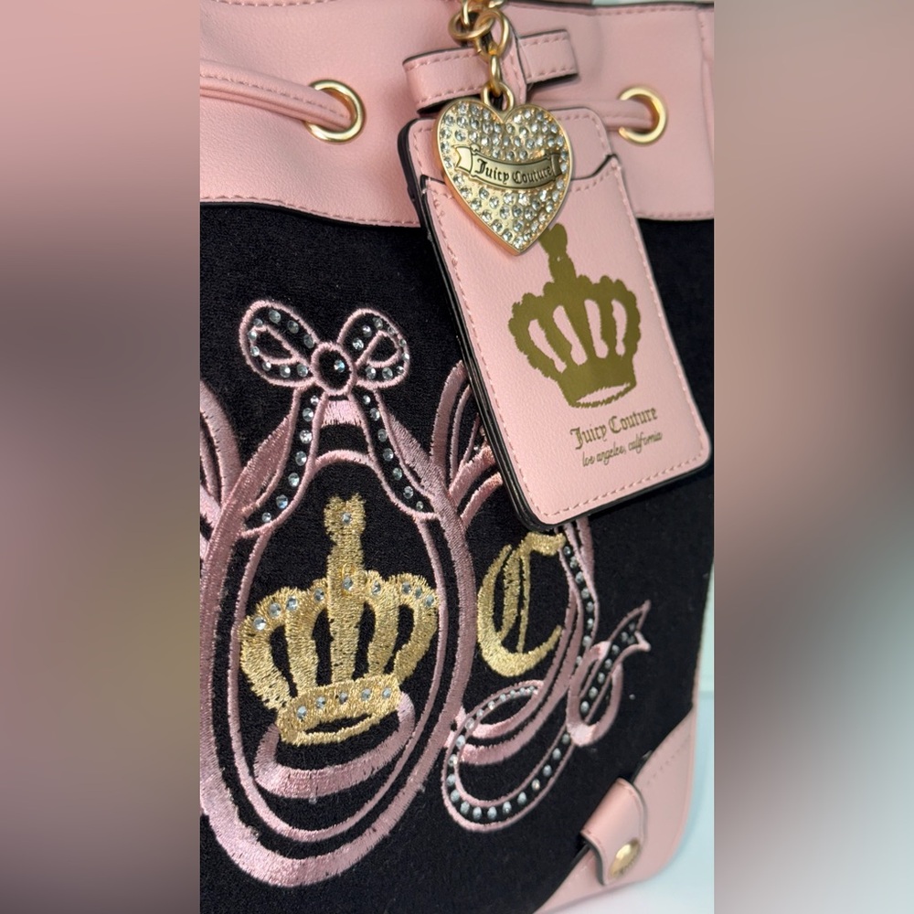Juicy Couture Juicy Lovers Club Pink Black Tote Bag NWT - Picture 3 of 13